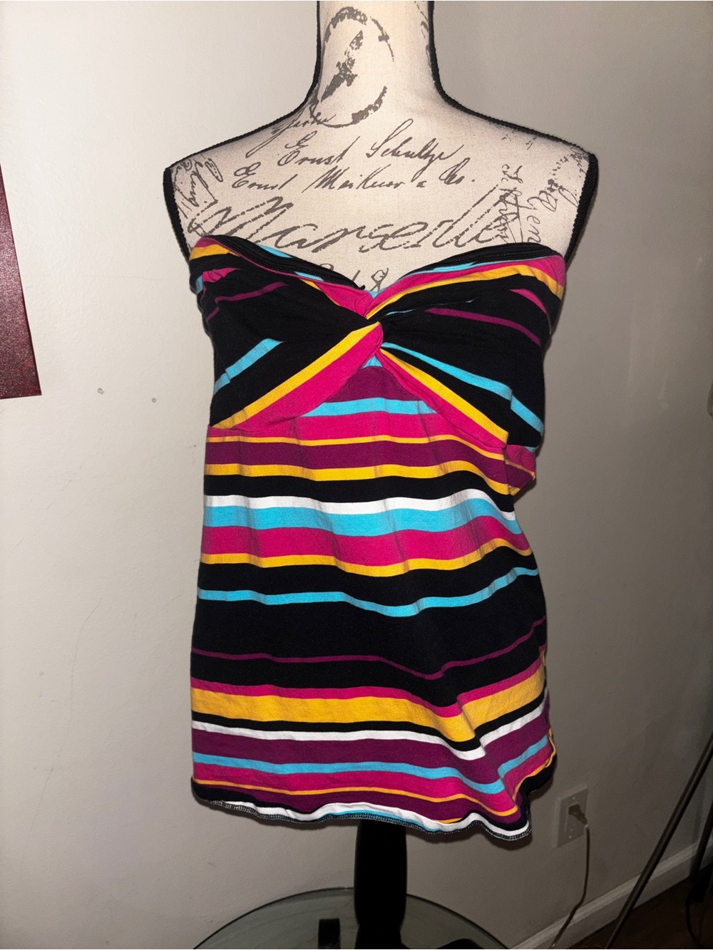 torrid Black Strapless Tube Dress with Pink, Yellow & Turquoise Stripes